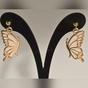 White butterfly earrings